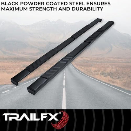 Trailfx Trailfx Side Step Bars Fits 2009–2010 Dodge Ram 1500 4 Inch Trapezoid Straight Side Steps with Step - Outdoor Depot