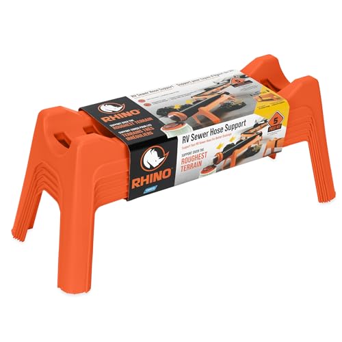 Camco Rhino RV Sewer Hose Support Kit - Extends Over Uneven Terrain for Easy Drainage - Holds Up to 15-Feet of RV Sewer Hose - Features Nesting Design for Storage - 5 Support Sections (43072)