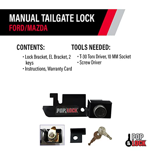 Pop & Lock Pop & Lock – Manual Tailgate Lock for Ford F150, Fits 1987 to 1996 - Works Only with Factory - Outdoor Depot