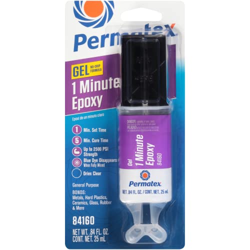 Permatex 84160 PermaPoxy 1 Minute General Purpose Epoxy, 0.84 oz., Grey