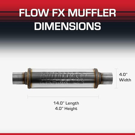 Flowmaster Flowmaster Flow FX Chambered Muffler – 2.25” Center In / 2.25” Center Out – Round Body – Moderate - Outdoor Depot