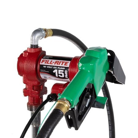 Fill-Rite Fill-Rite FR1210HA1 12V 15 GPM Fuel Transfer Pump with Discharge Hose & Automatic Nozzle, Green - - Outdoor Depot