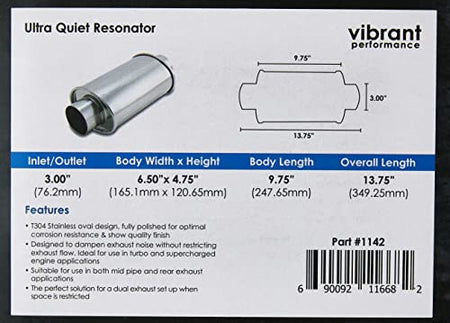 Vibrant Performance Vibrant Performance 1142 3" Ultra Quiet Resonator - Outdoor Depot