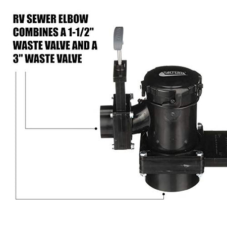 Valterra Valterra San Tee Double Rotating Valve, Mess-Free Waste Valve for RV's, Campers, Trailers, 3" x - Outdoor Depot