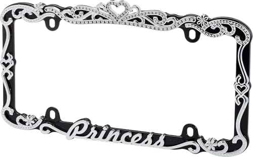 Cruiser Accessories Cruiser Accessories Classic Frames Princess Heart Black Metal License Plate Frame - - Outdoor Depot