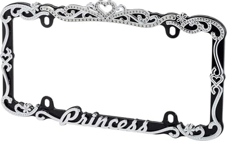 Cruiser Accessories Cruiser Accessories Classic Frames Princess Heart Black Metal License Plate Frame - - Outdoor Depot