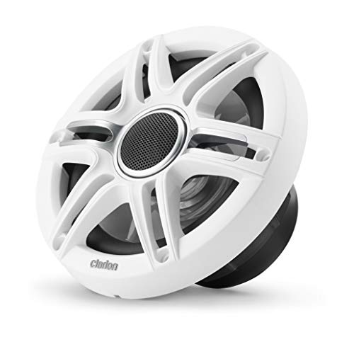 Clarion CMSP-651-SWG Premium 6.5-inch Coaxial Marine Speakers, 50W RMS, with White & Gray Metallic Grilles