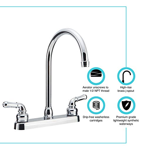 Dura Faucet Dura Faucet DF-PK330HC-CP RV J-Spout Kitchen Sink Faucet (Chrome) - Outdoor Depot