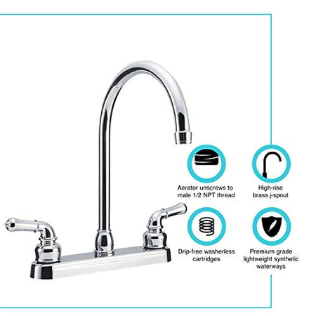 Dura Faucet Dura Faucet DF-PK330HC-CP RV J-Spout Kitchen Sink Faucet (Chrome) - Outdoor Depot
