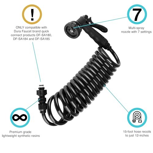 Dura Faucet Dura Faucet DF-SA187-BK RV Exterior Quick Connect Sprayer with 7 Spray Settings and Coiled Hose - Outdoor Depot