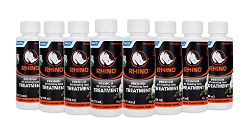 Camco RhinoFLEX Premium Enzyme RV Holding Tank Treatment Singles | Features a Biodegradable Septic Safe Formula, a Pine Scent, and is Ideal for RVing, Boating, and More | (8) 4 oz Bottles (41511)