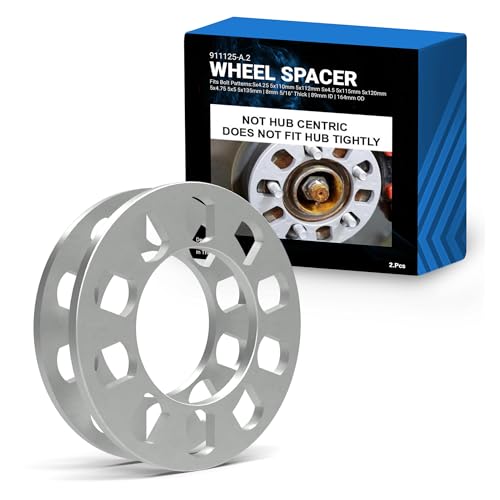 Wheel Accessories Parts 2 Pcs Die Cast Wheel Spacer 8mm 5/16" Thick Fits Bolt Patterns 5x4.25 5x110 5x112mm 5x4.5 5x115 5x120mm 5x4.75 5x5 5x135mm Fits 5 Lug Pass Cars Light Trucks - Not Hub Centric