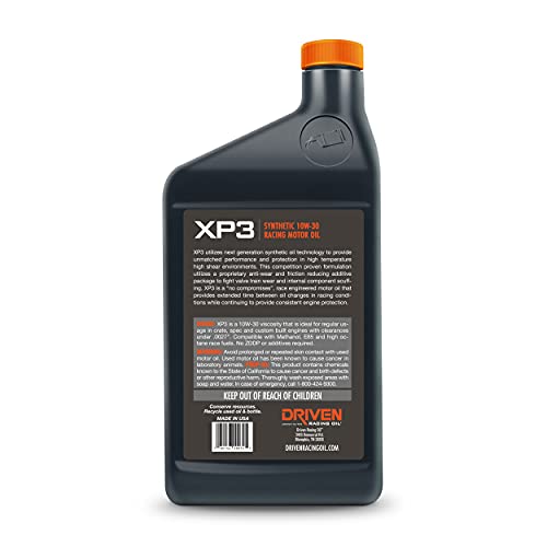 Driven Racing Oil Driven Racing Oil XP3 Synthetic 10w-30 Motor Oil 1 Quart Bottle - Outdoor Depot