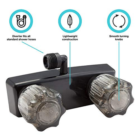 Dura Faucet Dura Faucet DF-SA100S1-BK RV Shower Faucet Valve Diverter for Exterior Shower Boxes with Clear - Outdoor Depot