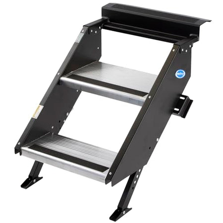 MORryde MORryde STP-201 StepAbove Fold-Up RV Entry Step - 2-Step (9" Step Rise), Fits 24" Door Width - Outdoor Depot