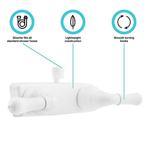 Dura Faucet Dura Faucet (DF-SA100C-WT) RV/Motorhome Shower Faucet Valve Diverter with Easy Turn Handles - Outdoor Depot