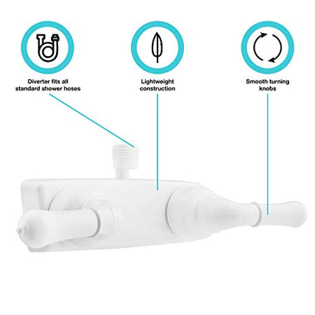 Dura Faucet Dura Faucet (DF-SA100C-WT) RV/Motorhome Shower Faucet Valve Diverter with Easy Turn Handles - Outdoor Depot