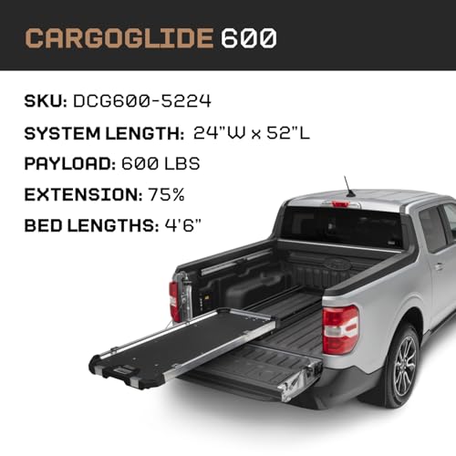 DECKED Decked Truck Bed Slide Compatible with CargoGlide 600/75% / 24" W / 52" L for Maverick - 1500 lb - Outdoor Depot