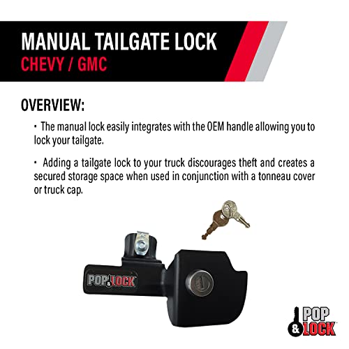 Pop & Lock Pop & Lock – Manual Tailgate Lock for Chevy Silverado and GMC Sierra, Fits 1999 to 2007 Models - Outdoor Depot