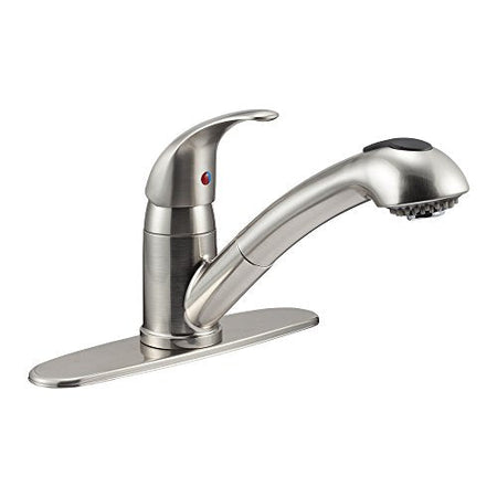 Dura Faucet Dura Faucet DF-NMK852-SN RV Pull-Out Swivel Single Handle Kitchen Sink Faucet - One-Hole - Outdoor Depot