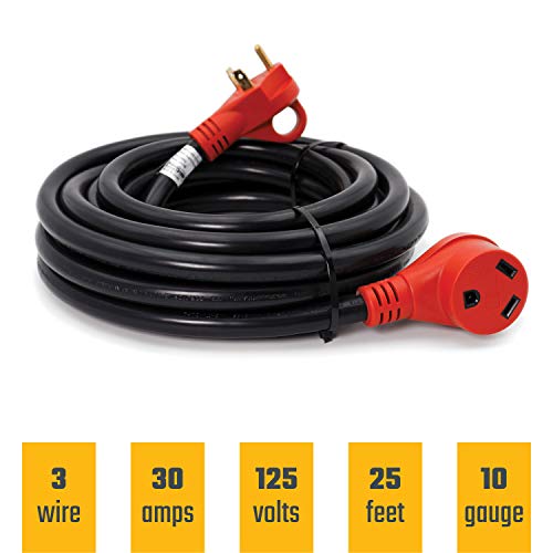 Valterra Valterra A10-3025EH Mighty Cord RV 30-Amp Extension Cord, 25 ft., Red - Outdoor Depot