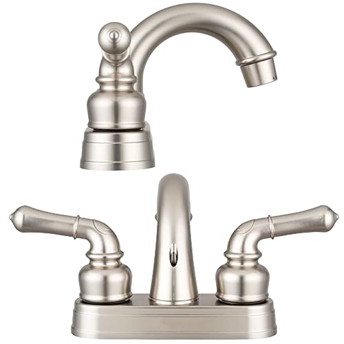 Dura Faucet Dura Faucet DF-PL620C-SN RV Bathroom Sink Faucet - Smooth Turning 2-Lever (Brushed Satin Nickel) - Outdoor Depot
