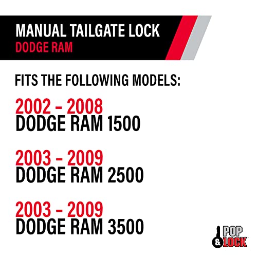 Pop & Lock Pop & Lock – Manual Tailgate Lock for Dodge Ram 1500, 2500, and 3500, Fits 2002 to 2008 (Chrome, - Outdoor Depot