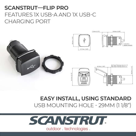 Scanstrut Scanstrut Flip Pro Fast Charge Dual USB Socket - Outdoor Depot