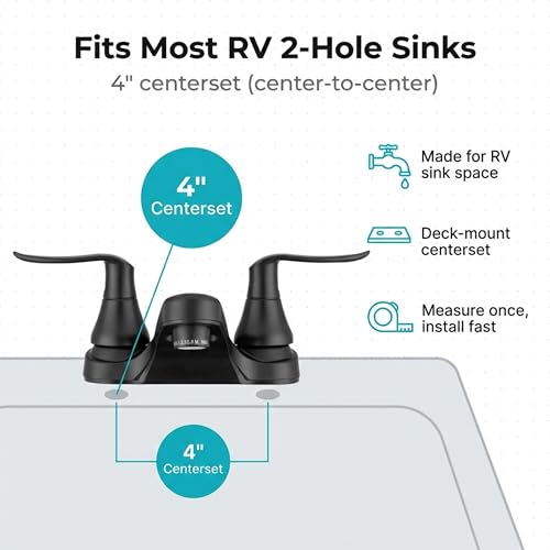 Dura Faucet Dura Faucet DF-PL700LH-MB RV Bathroom Faucet with Winged Levers (Matte Black) - Outdoor Depot