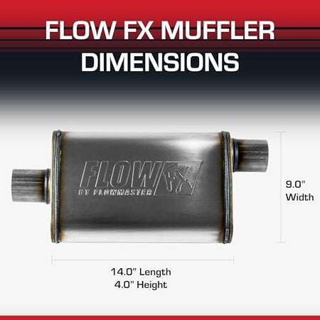 Flowmaster Flowmaster Flow FX Chambered Muffler – 2.50” Offset In / 2.50” Center Out – Moderate Sound – - Outdoor Depot