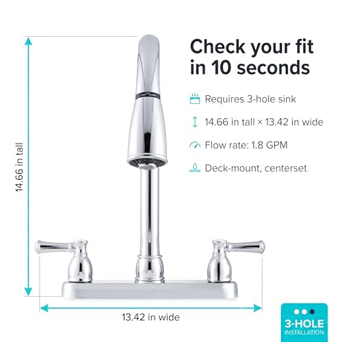 Dura Faucet Dura Faucet DF-PK350L-CP Non-Metallic Dual Lever Pull-Down Rv Kitchen Faucet - Chrome Polished - Outdoor Depot