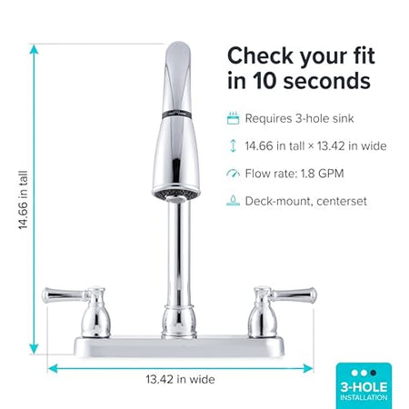 Dura Faucet Dura Faucet DF-PK350L-CP Non-Metallic Dual Lever Pull-Down Rv Kitchen Faucet - Chrome Polished - Outdoor Depot