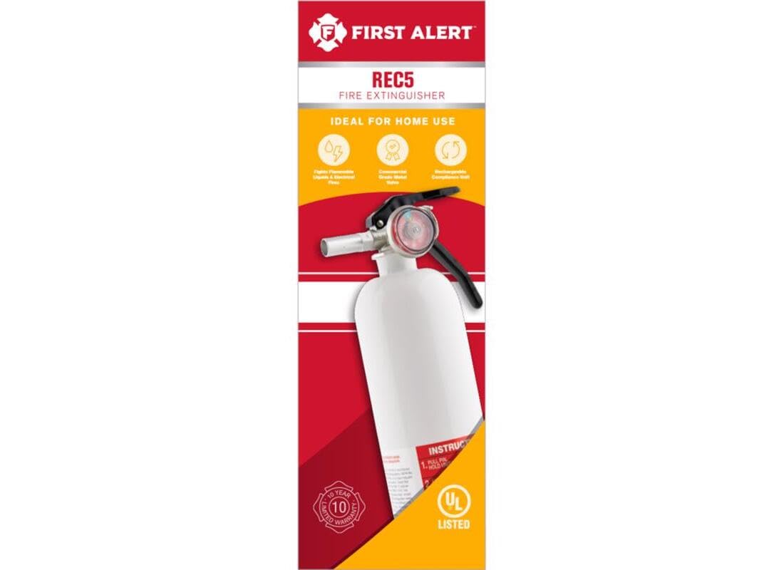 First Alert First Alert REC5 Recreation Fire Extinguisher, UL Rated 5-B:C, White, 1-Pack - Outdoor Depot