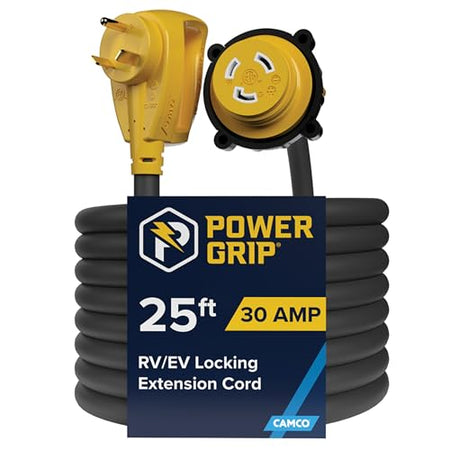 Camco Camco PowerGrip 25-Ft 30 Amp RV Extension Cord w/Locking End - Features NEMA TT-30P Male & - Outdoor Depot