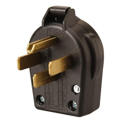 Southwire Coleman Cable 50-Amp Replacement Male RV Plug End - Easy Installation - Durable PVC Housing - Heavy Duty RV Plug End - Outdoor Rated Plug - Black