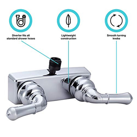 Dura Faucet Dura Faucet DF-SA100C-CP RV Shower Faucet Valve Diverter with Classical Handles (Chrome) - Outdoor Depot