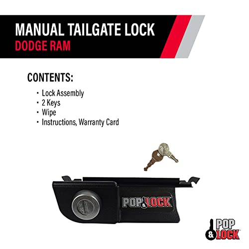 Pop & Lock Pop & Lock – Manual Tailgate Lock for Dodge Ram 1500, 2500, and 3500, Fits 2002 to 2008 (Chrome, - Outdoor Depot