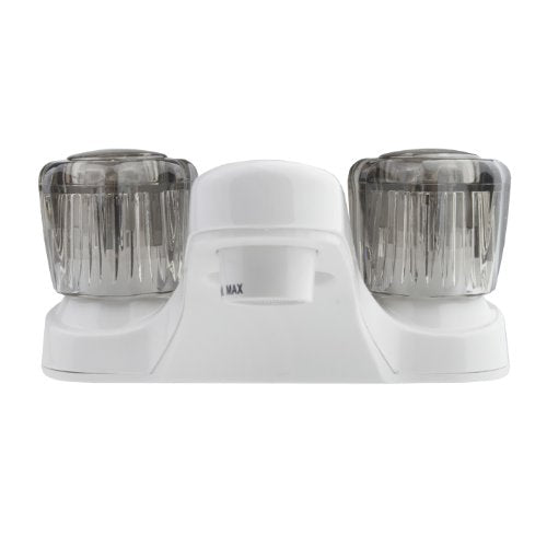 Dura Faucet Dura Faucet DF-PL700S-WT RV Bathroom Faucet with Smoked Acrylic Knobs (White) - Outdoor Depot