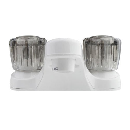 Dura Faucet Dura Faucet DF-PL700S-WT RV Bathroom Faucet with Smoked Acrylic Knobs (White) - Outdoor Depot