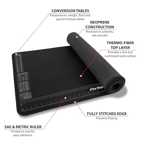 Performance Tool Performance Tool W88977 Neoprene Mat with Ruler and Reference Charts, Chemical Resistant, - Outdoor Depot