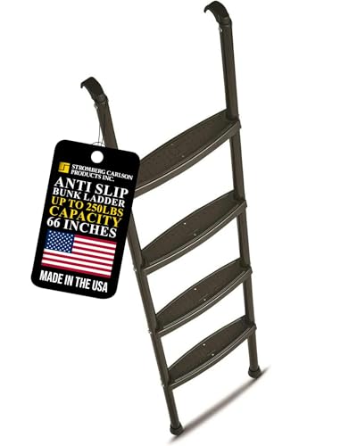 Stromberg Carlson RV Bunk Ladder for Travel Trailers, Camper Stairs with Molded Treads, Includes Hooks & Mounting Hardware, Bunk Bed Ladder, Mobile Home Stairs, Ideal for Dorm Loft – Black 66"