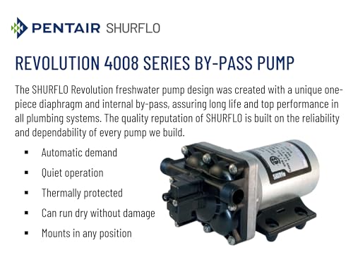 SHURFLO PENTAIR SHURFLO Revolution 4008-171-E65 RV Fresh Water Pump 115V AC 3.0 GPM 55 PSI Quiet Automatic - Outdoor Depot