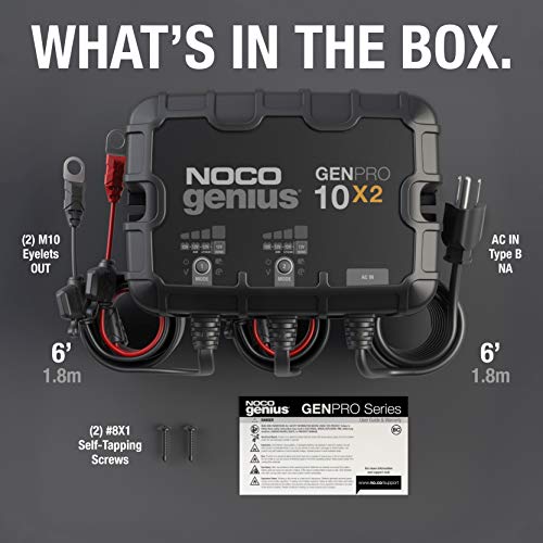 NOCO NOCO Genius GENPRO10X2: 2-Bank, 20A Onboard Battery Charger - 10A Per Bank, 12V Waterproof Marine - Outdoor Depot