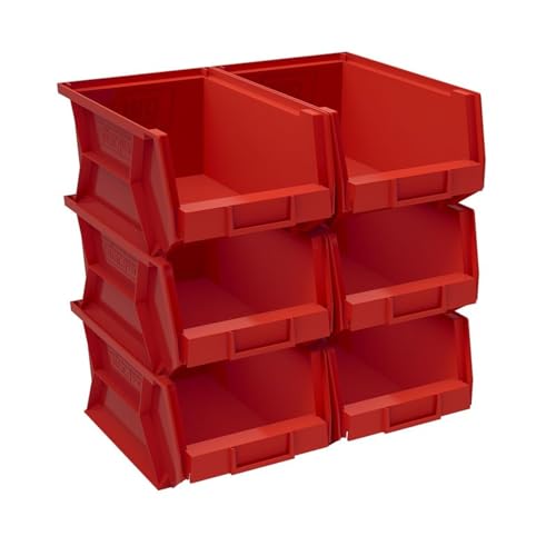 Model 9859-7-02 Red Bins, 6in x 7.8in x 15.4in, 6 pack