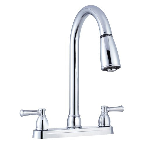 Dura Faucet Dura Faucet DF-PK350L-CP Non-Metallic Dual Lever Pull-Down Rv Kitchen Faucet - Chrome Polished - Outdoor Depot
