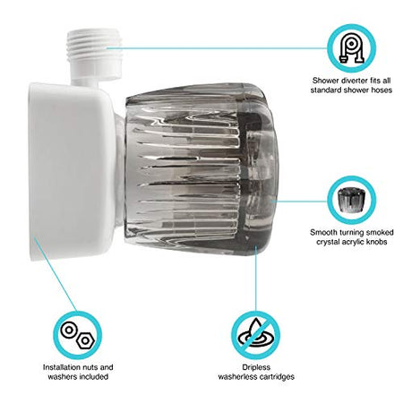 Dura Faucet Dura Faucet DF-SA100S-WT RV/Motorhome/Trailer Shower Faucet Valve Diverter with Smoked Acrylic - Outdoor Depot