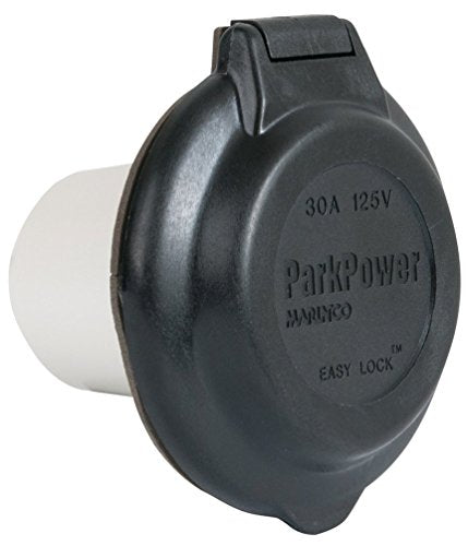 Marinco ParkPower by Marinco 304EL-BRV.BLK Inlet Contoured for RV, 30A, Black - Outdoor Depot