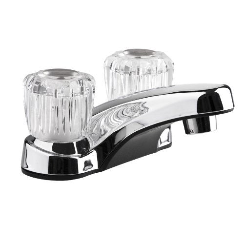 Dura Faucet Dura Faucet DF-PL700A-CP RV Bathroom Sink Faucet with Clear Acrylic Knobs - 2-Handle (Chrome) - Outdoor Depot