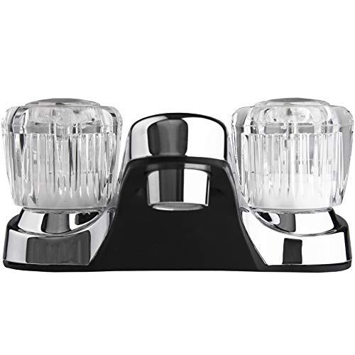 Dura Faucet Dura Faucet DF-PL700A-CP RV Bathroom Sink Faucet with Clear Acrylic Knobs - 2-Handle (Chrome) - Outdoor Depot