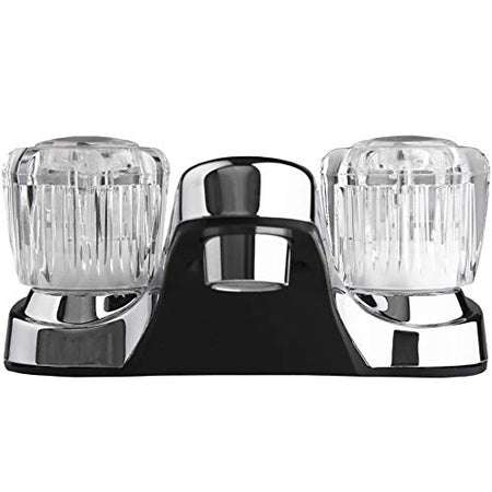 Dura Faucet Dura Faucet DF-PL700A-CP RV Bathroom Sink Faucet with Clear Acrylic Knobs - 2-Handle (Chrome) - Outdoor Depot